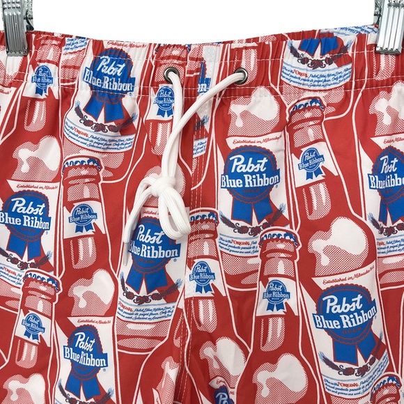 NWOT Pabst Blue Ribbon Beer Swim Trunks 6.5” Inseam Men’s Medium - Picture 3 of 8